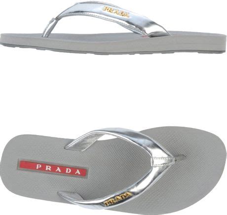 prada denim clogs|Prada silver flip flops.